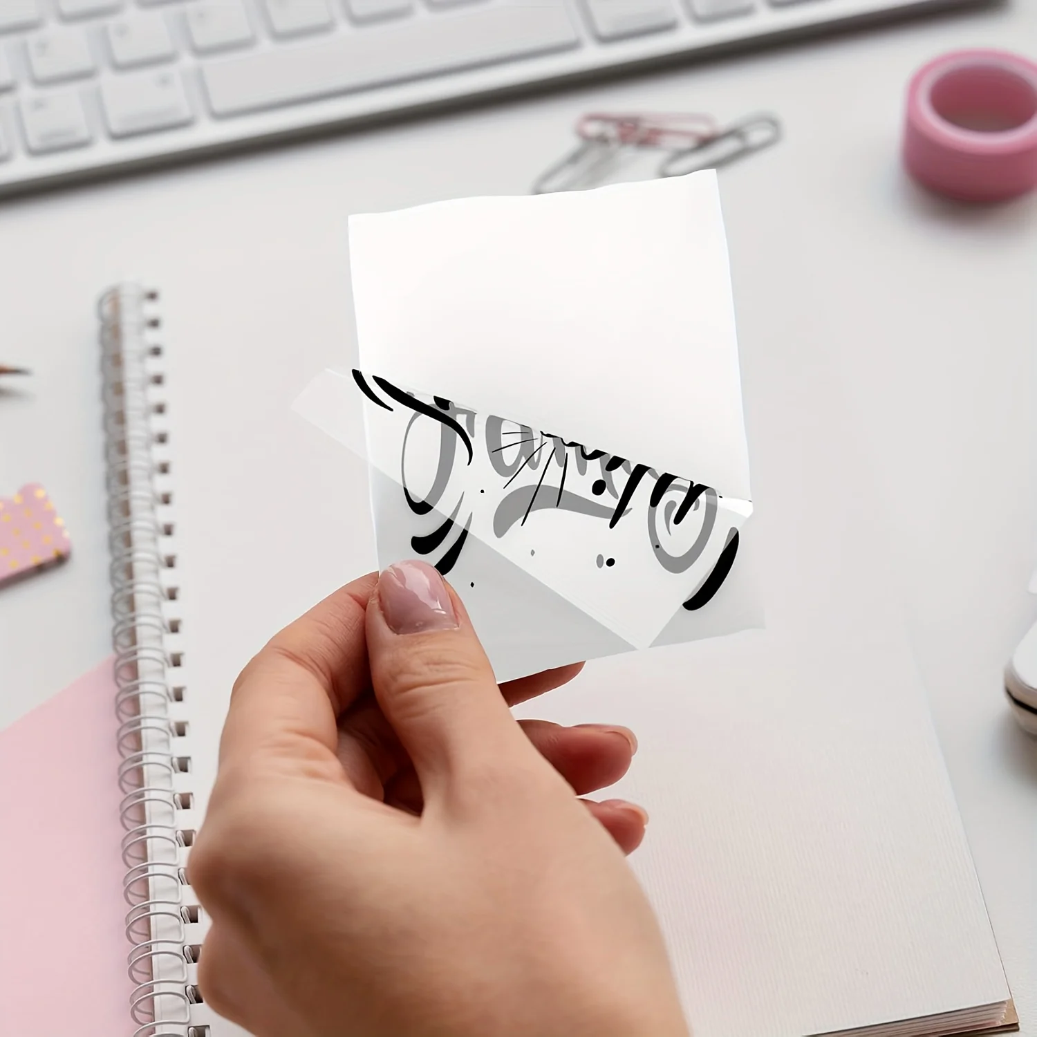 Label Termal Hitam Transparan 57x25mm Mengkilap Perekat untuk Printer Mini Nirkabel Smartphone Struk Menu Kupon