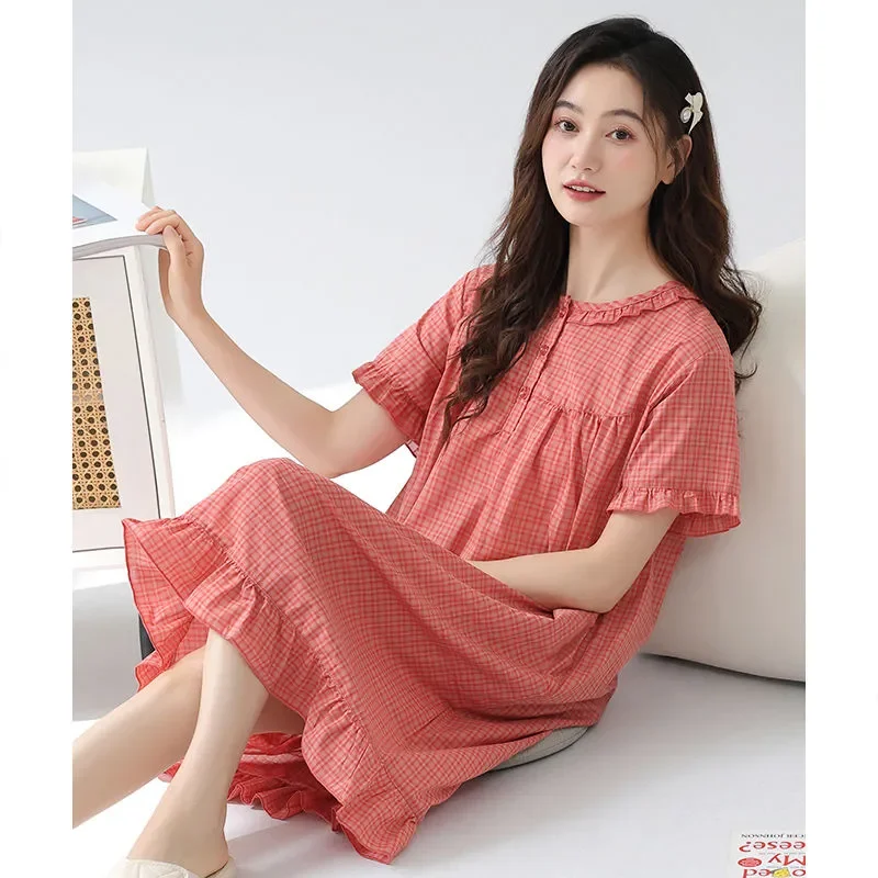 

Новая женская летняя ночная рубашка больших размеров M-3XL с короткими рукавами, повседневное платье для сна