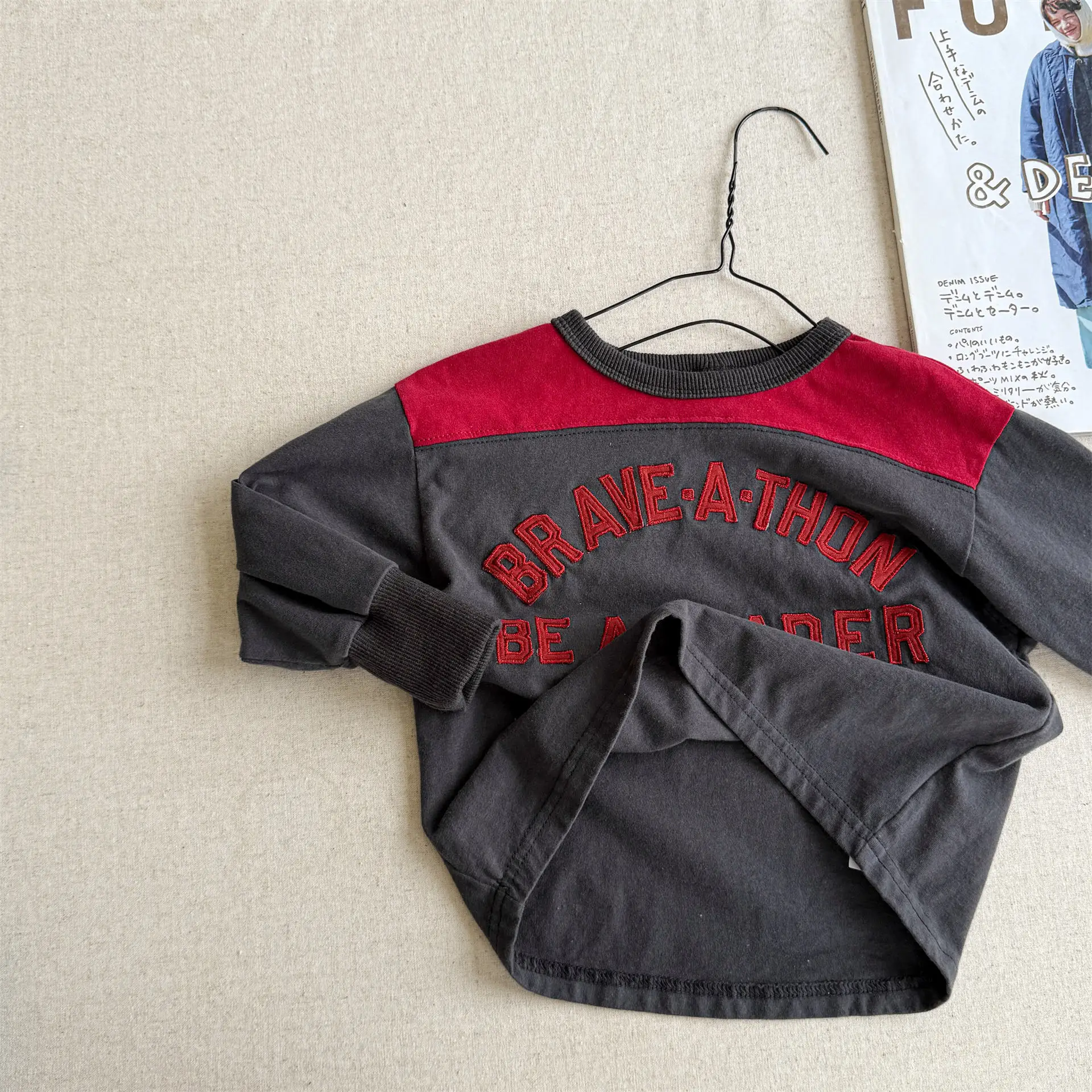 2025 Autumn New Children Long Sleeve T Shirts Cotton Boys Casual Letter Sweatshirt Loose Kids Girls Versatile Bottoming Tops