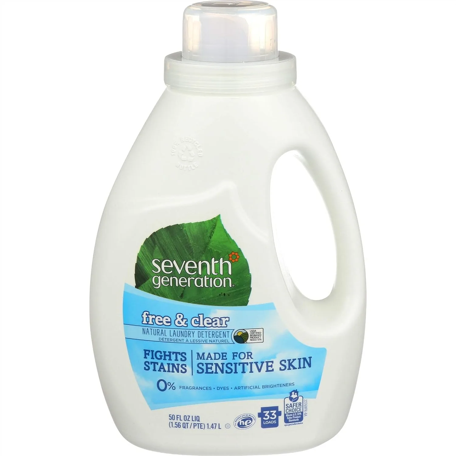 

Liquid Laundry Detergent for Sensitive Skin, Removes Stains Like Tomato Sauce, Grass & Coffee, 50 oz