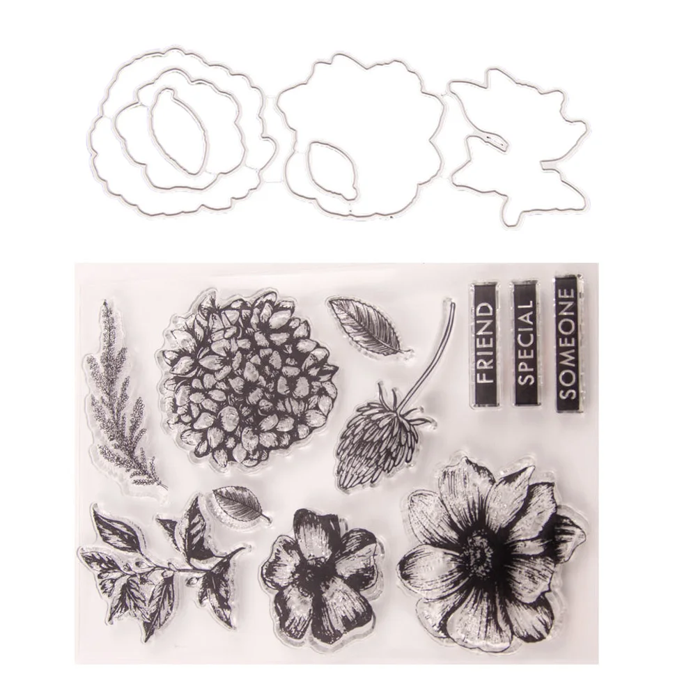 

1 set 1 Set Transparent Silicone Seal Flower Cutting Die Diy Craft Carbon Steel Stamper Kit For Scrapbook Hand Account