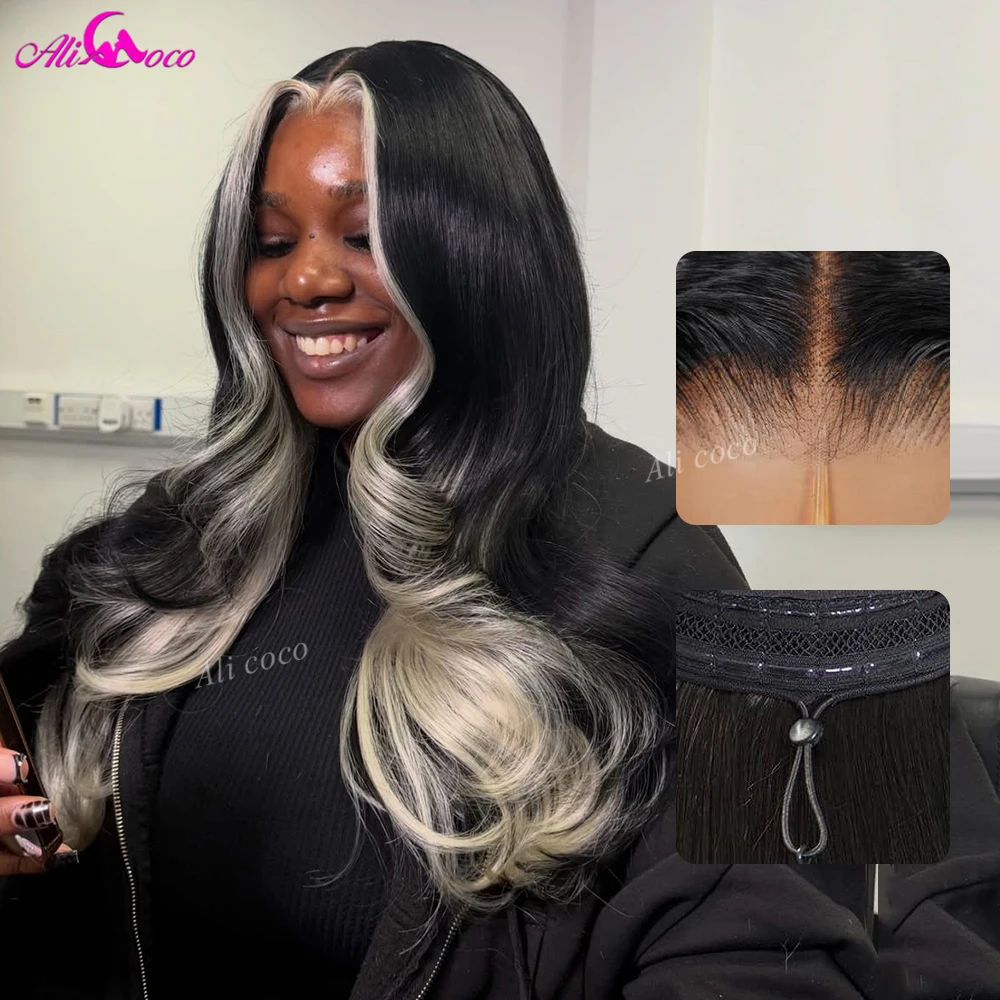 Blonde Highlights 13x6 Lace Drawstring Wigs Human Hair Glueless Transparent Pre Plucked 180 Density Body Wave Remy Human Hair