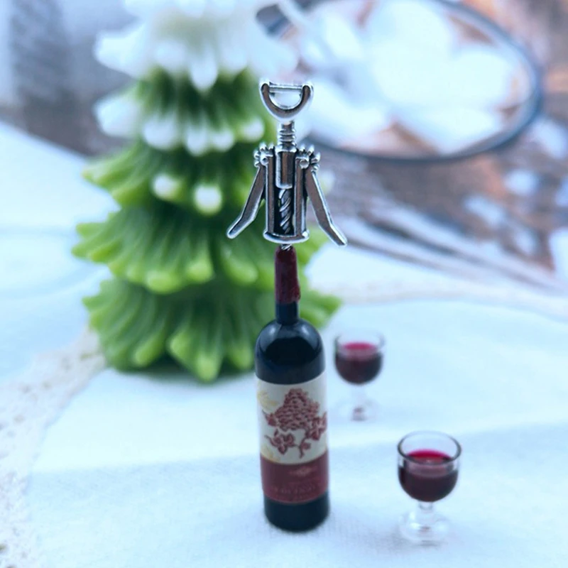 

2PCS 1:12 Dollhouse Metal Red Wine Opener Beer Opener Toy Simulation Kitchen Toy Dollhouse Home Furniture Wine Bottle Opener