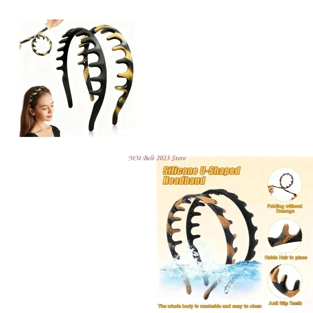 

Эластичный ободок для волос 49ME, мягкий силиконовый ободок для волос, нескользящий обруч для волос для взрослых, унисекс