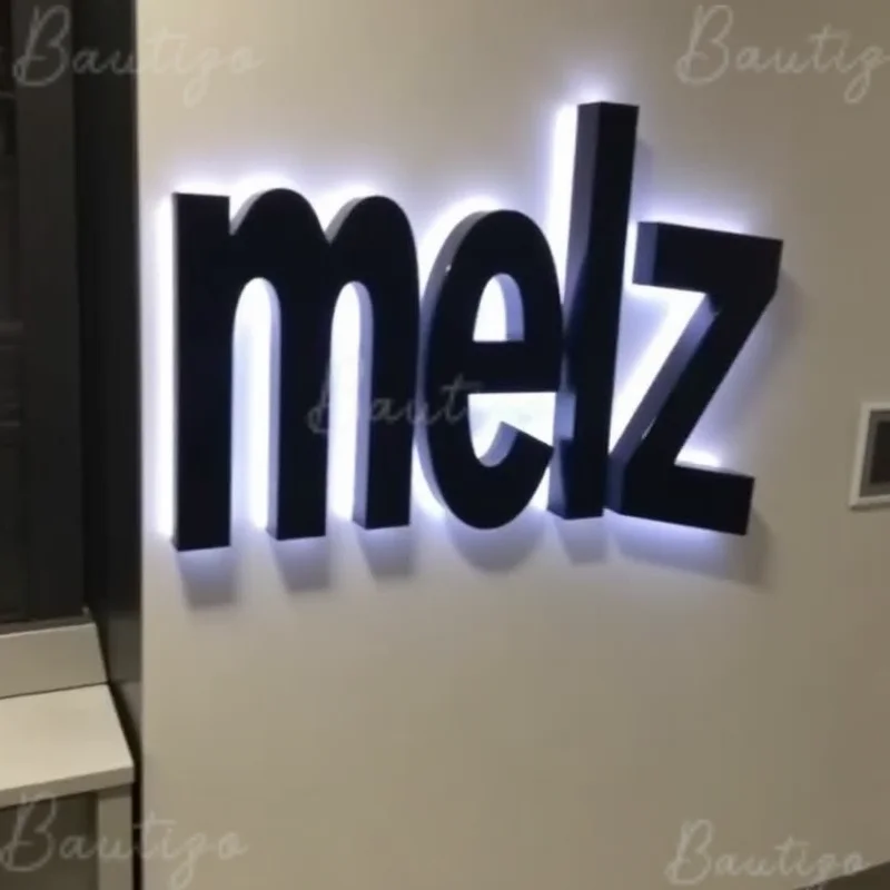 Custom Metal Backlit Letters Sign For Outdoor Business Storefront Waterproof Illuminated Light Up Advertising Signage Display