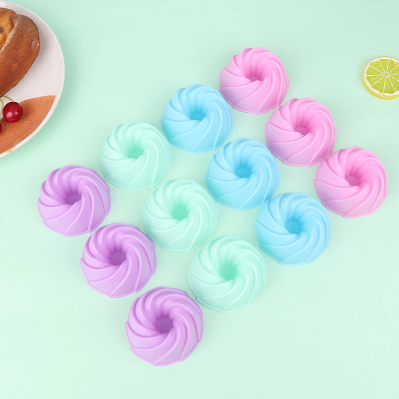 6Pcs Swirl Shape Silicone Cupcake Liners Baking Cups Non-Stick Reusable DIY Cake Pudding Muffin Liners Pastry Baking Mold