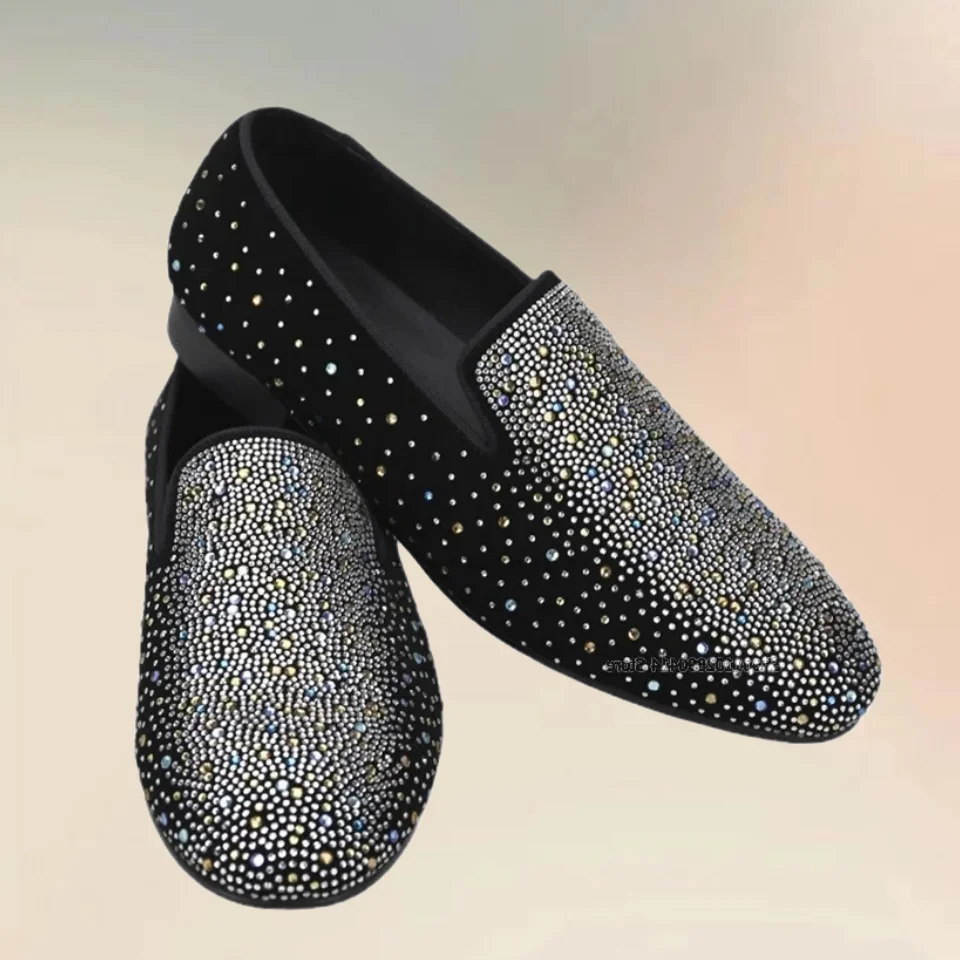 ديكور كريستال ملون أسود قطيع المتسكعون المألوف الانزلاق على الرجال حذاء كاجوال رواية الراحة اليدوية منخفضة أعلى الرجال حذاء كاجوال #2