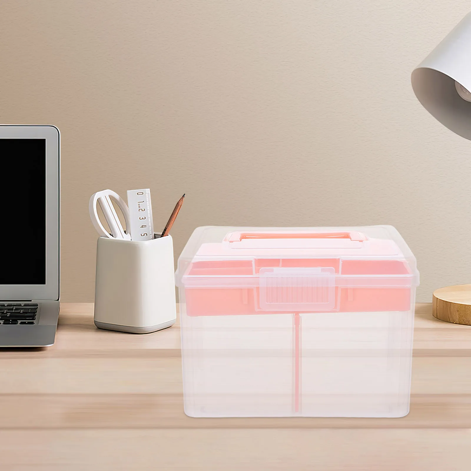 

Storage Box for Hair Accessories Multifunction Organizer Transparent Lid Durable Plastic Boxes Removable Tray Portable Art