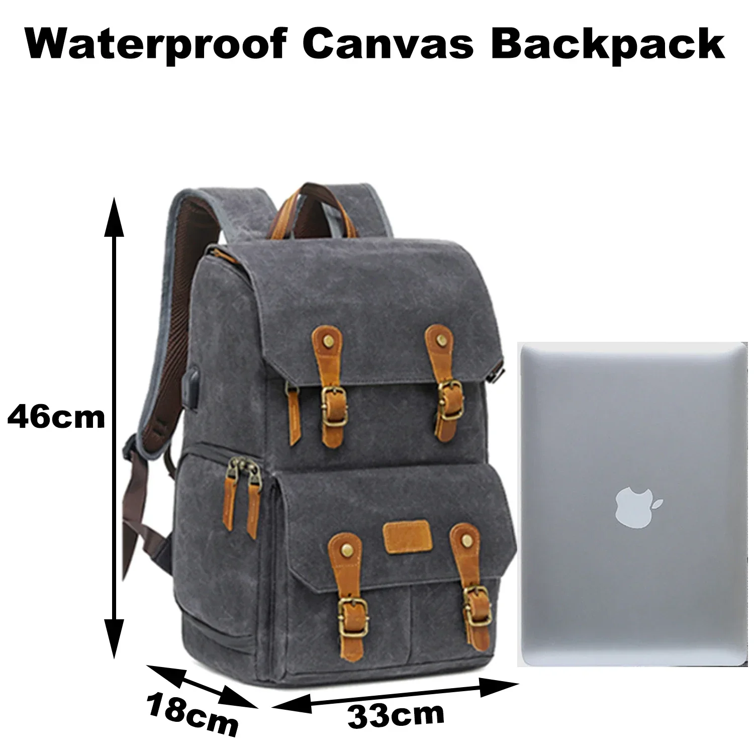 Photography Classic Batik Canvas Backpack USB Port Fit 15.6inch Laptop Waterproof Men Camera Bag Carry Case for DSLR Drones