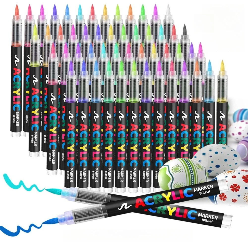 12-366 Colors Acrylic Marker Set Professional Brush Painting Pens Rock Glass Wood Ceramic Canvas Paper DIY Graffiti Art Class Back-to-School Gifts Drawing Supplies