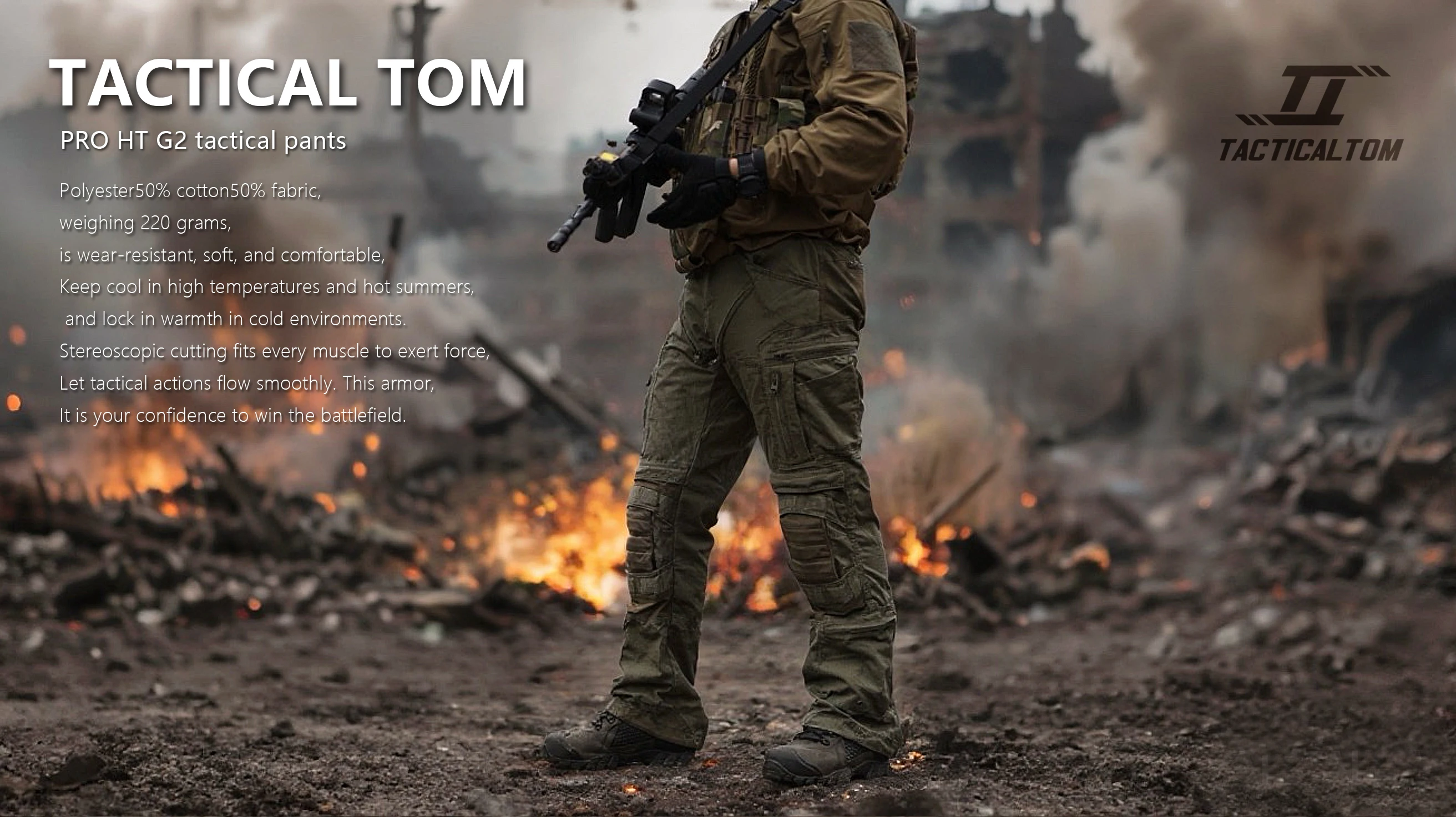 Tactical Tom UF G2 Breathable PRO RG Color Pants, Tear resistant and Durable Cavalry Green Combat Training Pants, All Terrain