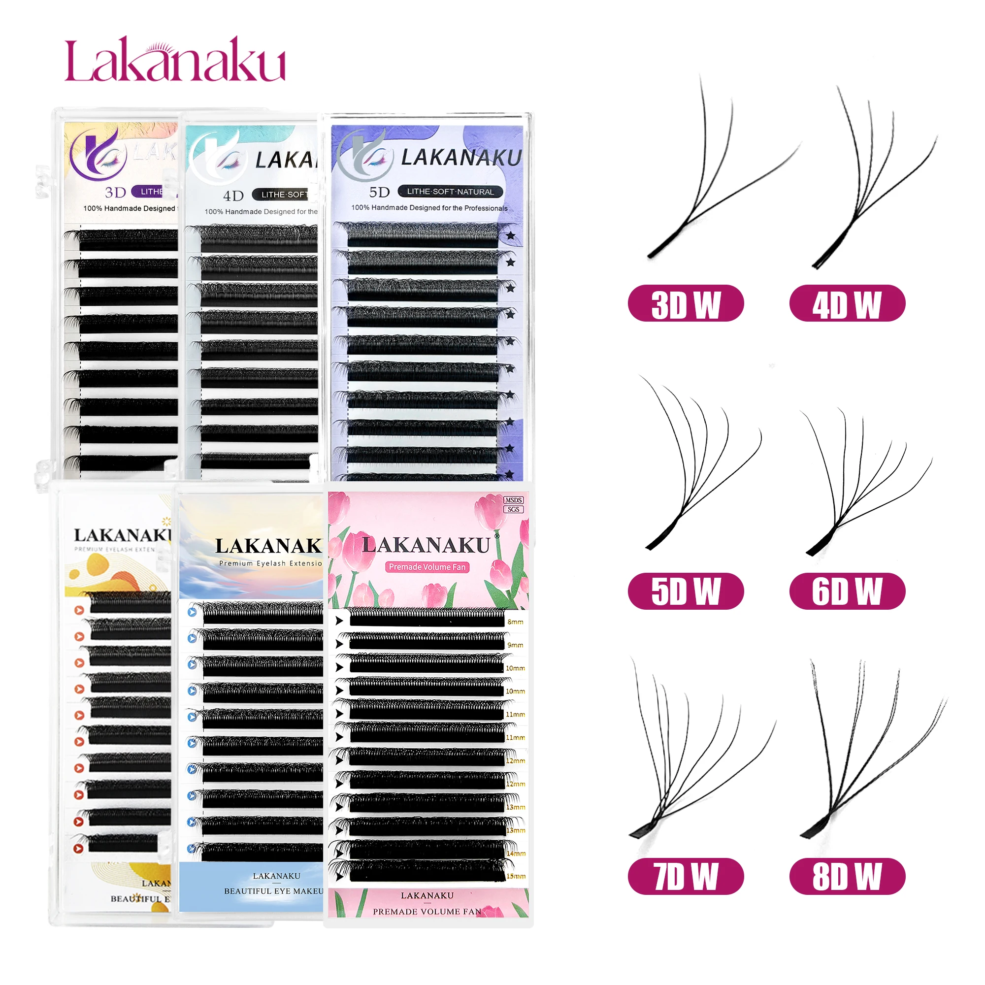 LAKANAKU Cilios YY 3D 4D 5D 6D 7D 8D W Clover 5d Lash Extensions Ciglia Volume Brasileiro Y شكل الرموش