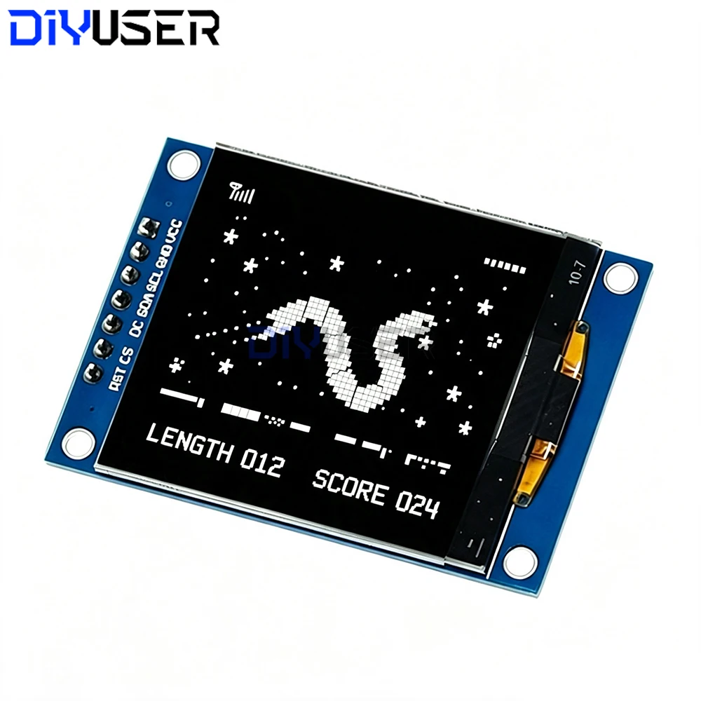 DIYUSER 1.5 Inch Mini OLED Display 128x128 SH1107 7 Pin SPI Single Color Screen Module for DIY Electronics