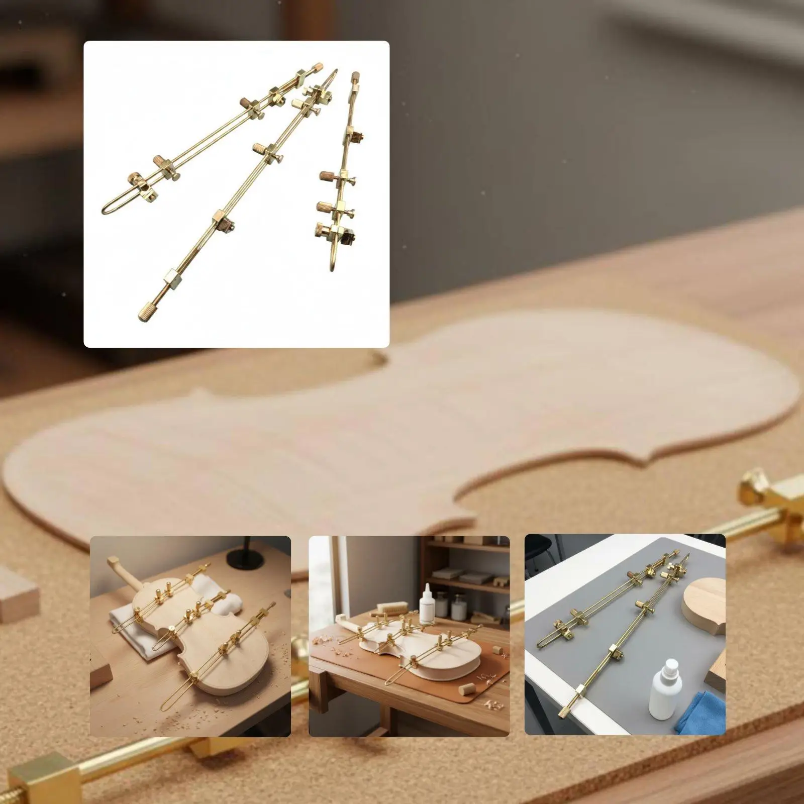 Instrument Repair Clamp Brass Seam Clamp for Violin Cello Center Seam Gluing Pressure Control Luthier Accessory