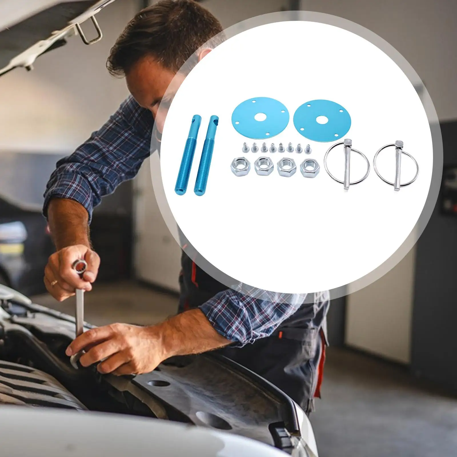 

Car Hood Pin Complete Alloy Appearance Kit Universal Engine Bonnet Latch Accessory for Exterior Tuning