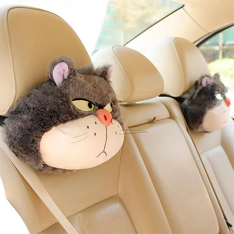 New Cartoon Cute Cat Stuffed Plush Doll Car Neck Pillow Headrest Anime Personality And Creativity Fashion Plush Seat Belt Cover