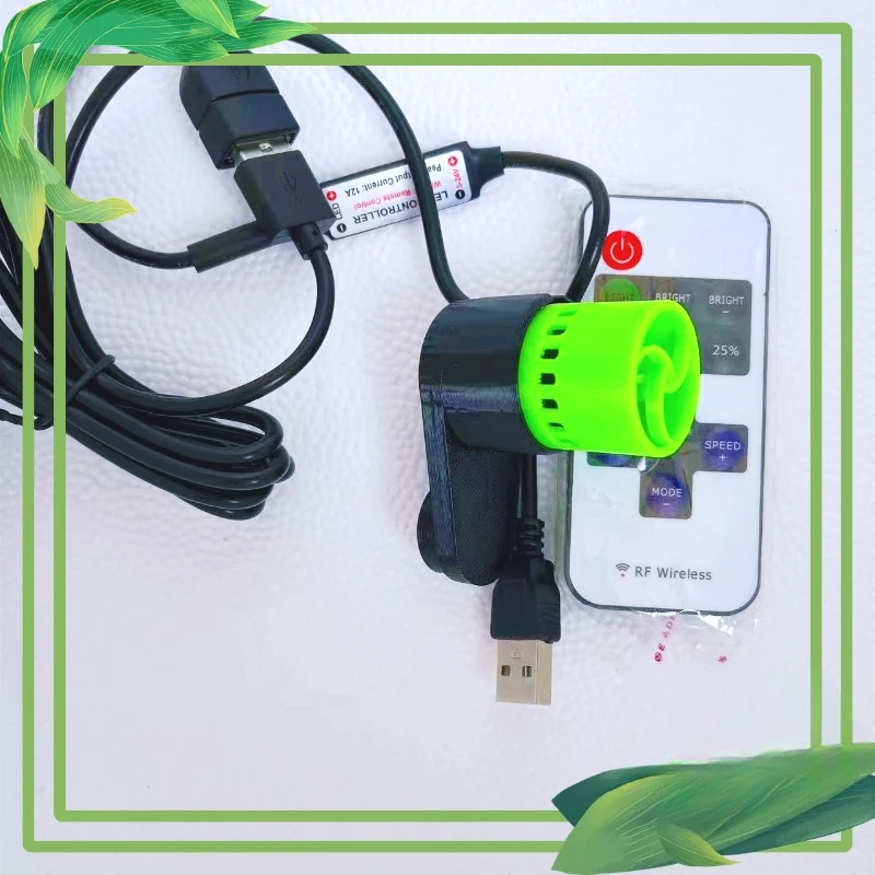 USB Mini Wave Maker Aquarium Pump Magnetic Suction Remote Control Timing Fluorescent 3D Printed Suitable for freshwater seawater