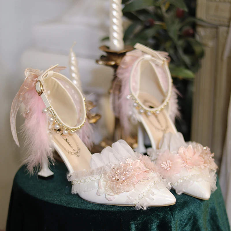 

Lolita Flower Wedding Shoes One Night Story Lolita Shoes Original Pink Pointed Versatile High Heel Slim Heels Shoes