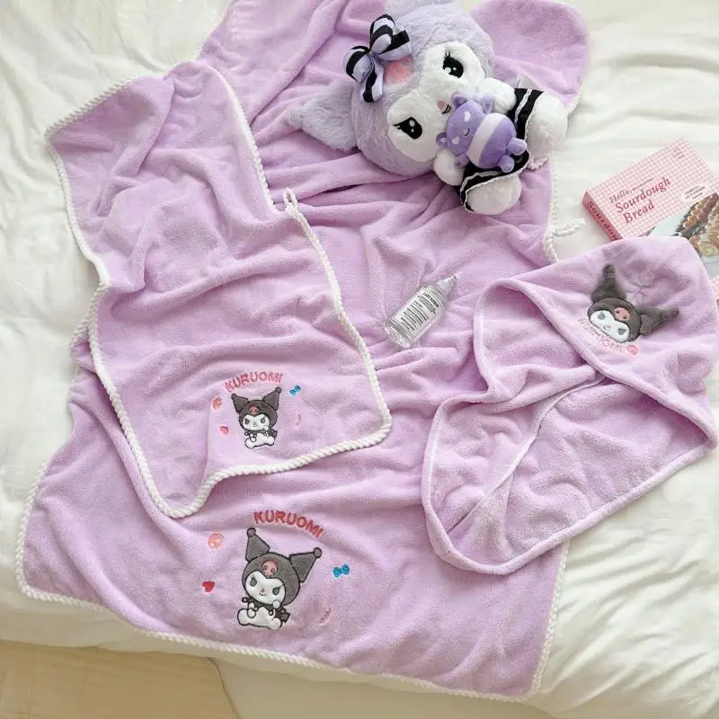 Towel Anime Sanrio Body Bath Towel Hellokitty Kuromi Melody Soft Hand Towel Microfiber Hand Towel Shower Bathrobe Spa Kawaii