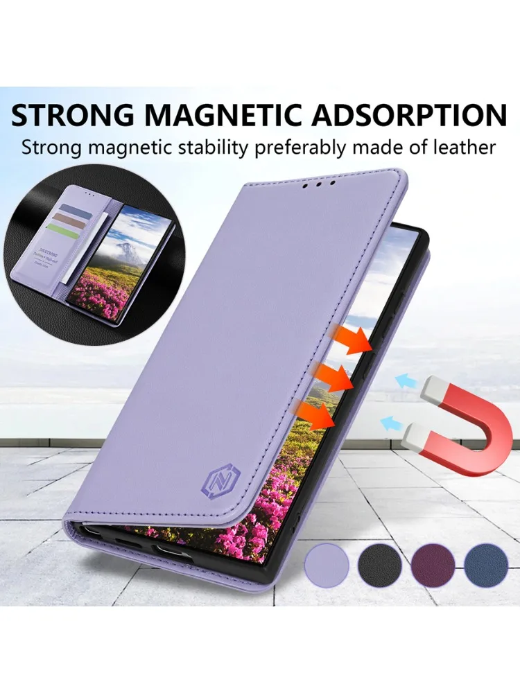 Portemonnee-vriendelijke lederen hoes met kaartsleuf en magnetische sluiting voor Samsung Galaxy S26 Ultra S25 Plus S24 FE A07 A17 A26 A36 A56 - afbeelding 2