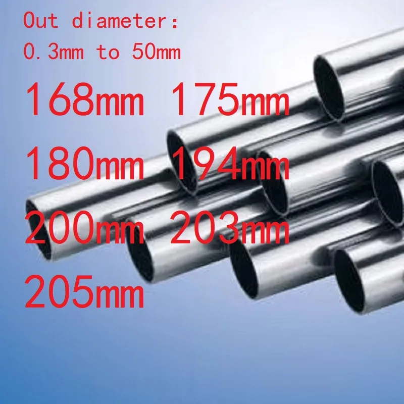 1pc 304 Stainless Steel Pipes Large OD 0.3 1 1.5 2 3 4 5 6 7 8 9 10 to 50 168 175 180 185 194 200 203 205mm Stainless Steel Tube