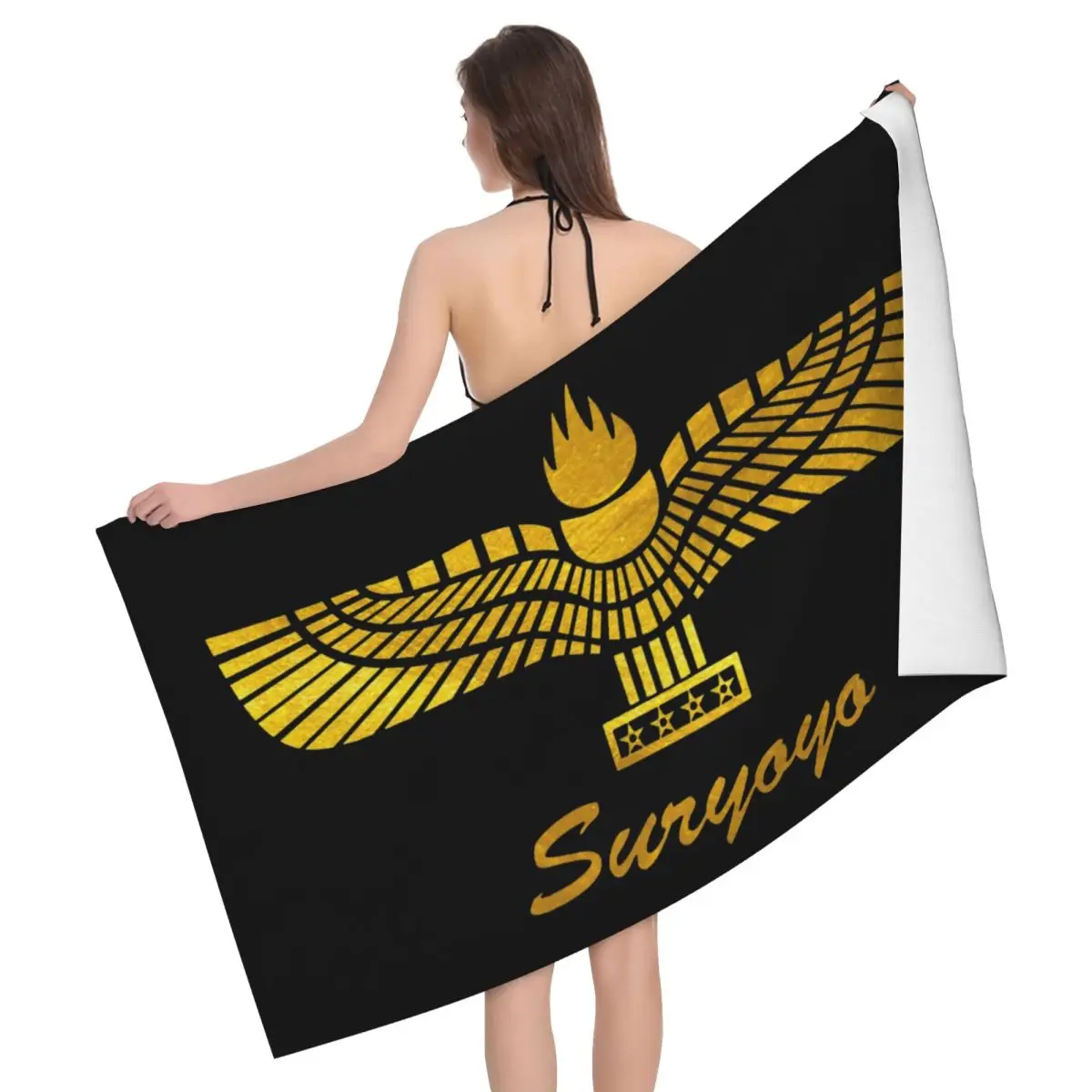 Customized Aramean Suryoyo Flag Beach Towel Quick Dry Assyria Super Soft Microfiber Bath Sauna Towels