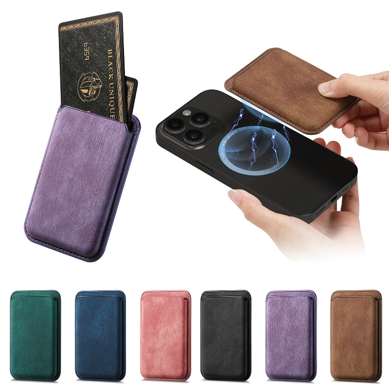 MagSafe Wallet aus PU-Leder mit Magnet, doppelter Kartenhalter, Aufbewahrungstasche für iPhone 17, 16, 15, 14, 13, 12 Zubehör