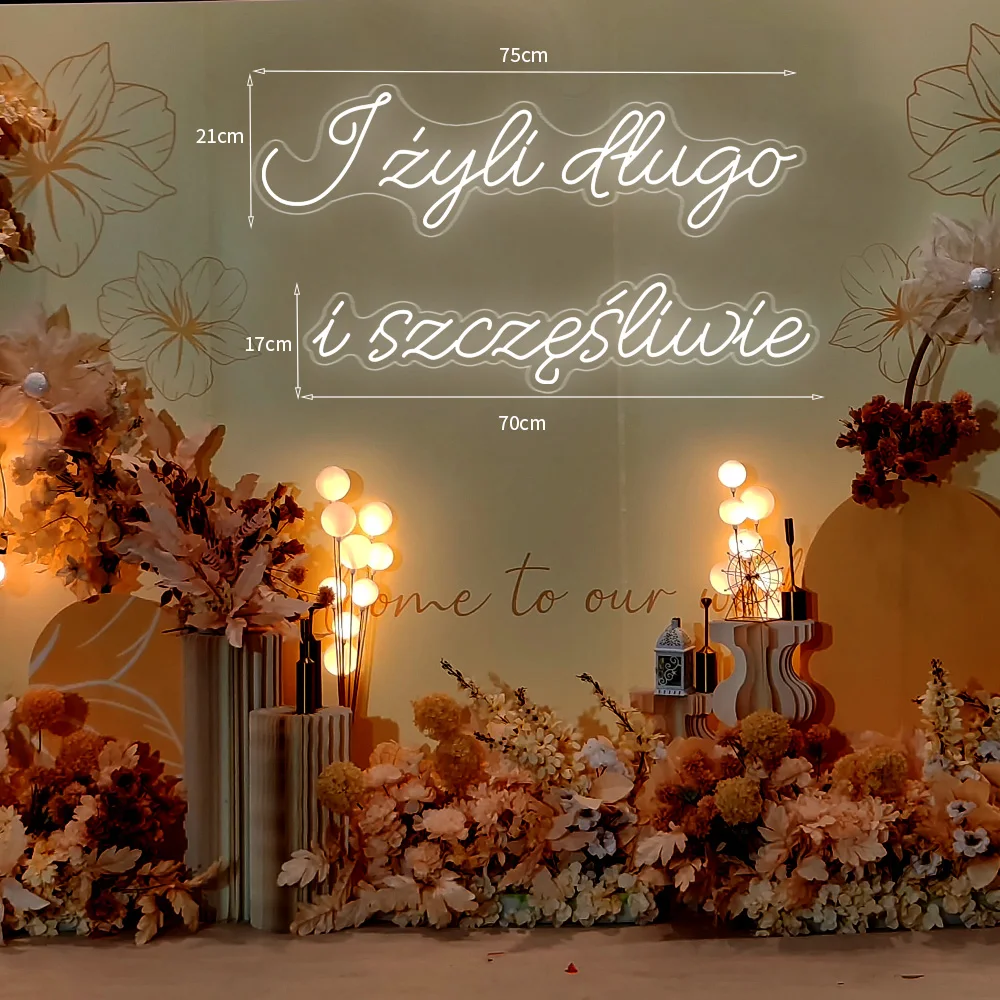 Big 75cm Custom Neon Light LED Neon Sign For a long time and happily Sign for Wedding Birthday Room Home Decoration