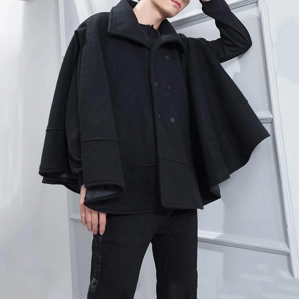 Mens Short Bat Sleeve Short Cape Autumn Winter Genderless Fashion Youthful Retro Loose Solid Color Loose Sweatshirt Unisex