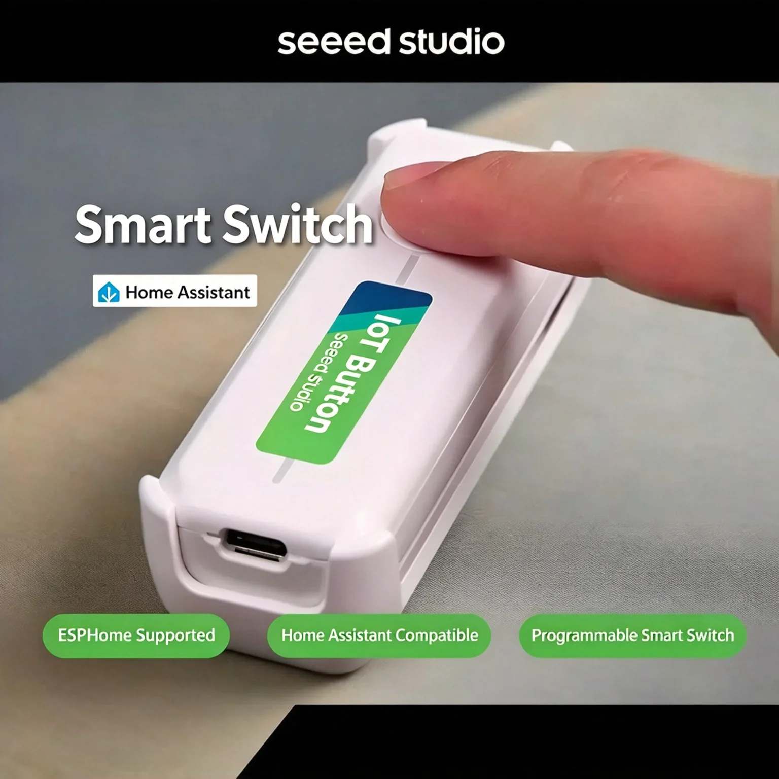 IoT Button Smart Switch, ESP32-C6, Programmable, Home Assistant & ESPHome Compatible, Zigbee Wireless Smart Home Controller