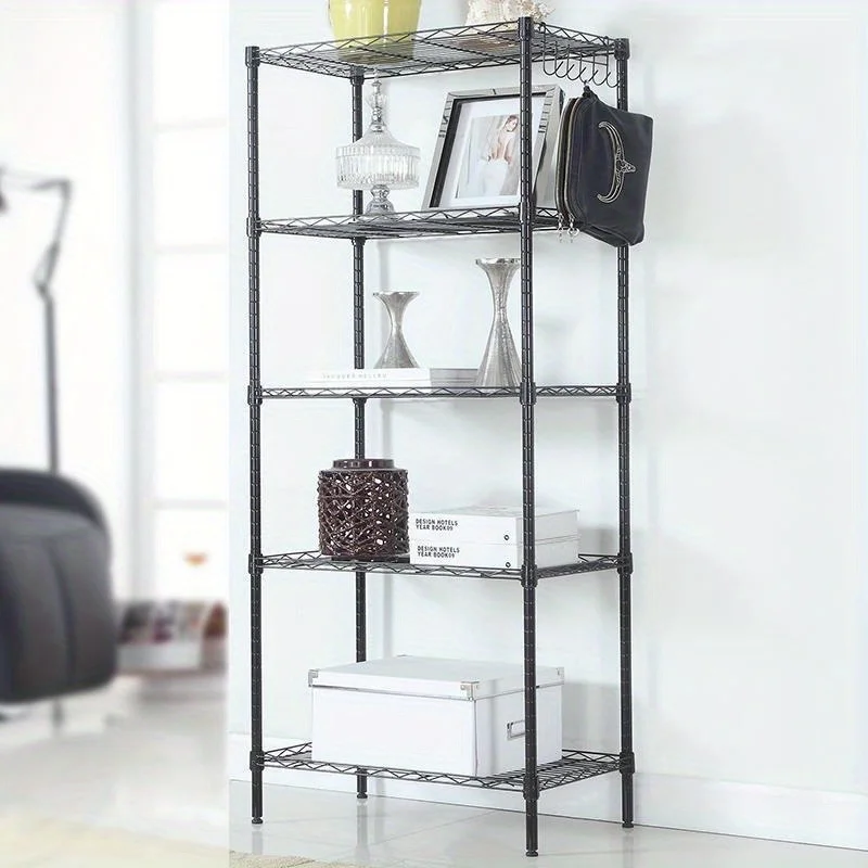 5 Tier Assembled Wire Shelving Rack Adjustable Shelf Storage Unit Bookshelf