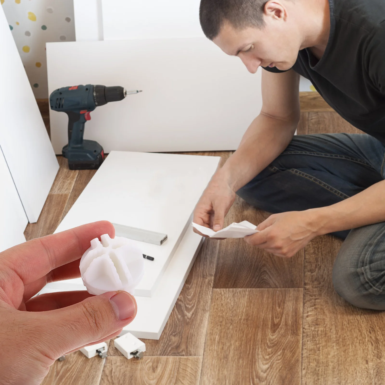 

10Pcs White DIY Plastic Grid Connectors Ball-Shaped Storage Cabinet Buckle for Cube Wire Grid Shelves Closet Organizer Shelf