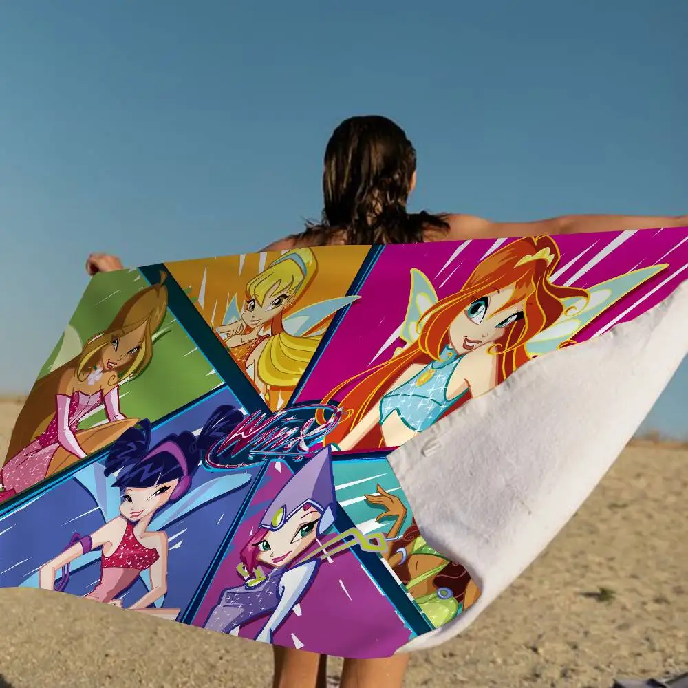 Girl-W-Winx Catoon Clubs Beach Towel Colorful Bath Towels for Girl Microfiber Quick Dry Custom Sand Free Beach Yoga Spa Pool