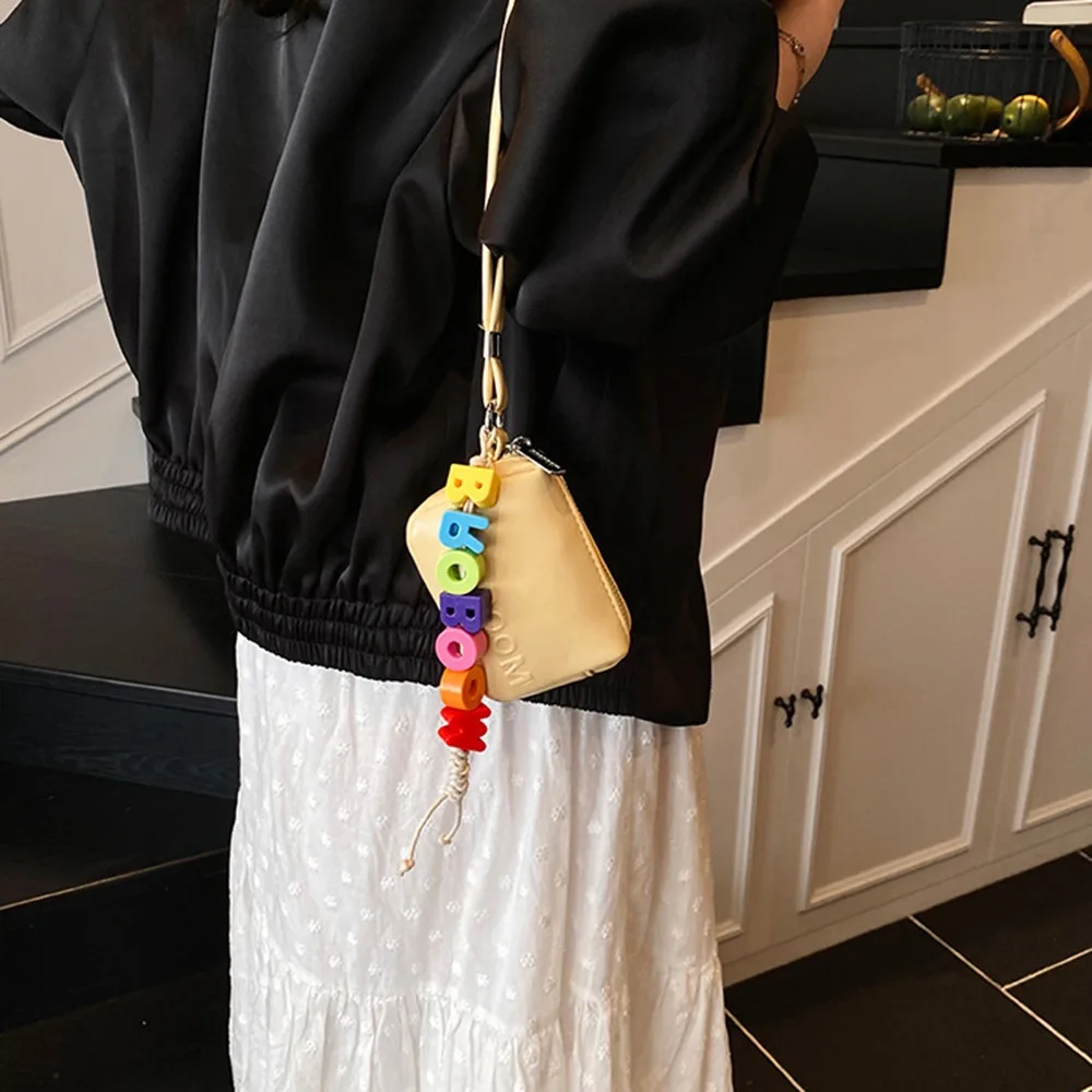 

Multifunctional Small Square Wallet PU Leather Single Shoulder Crossbody Headphone Bags Durable Simple Lipstick Storage Bag