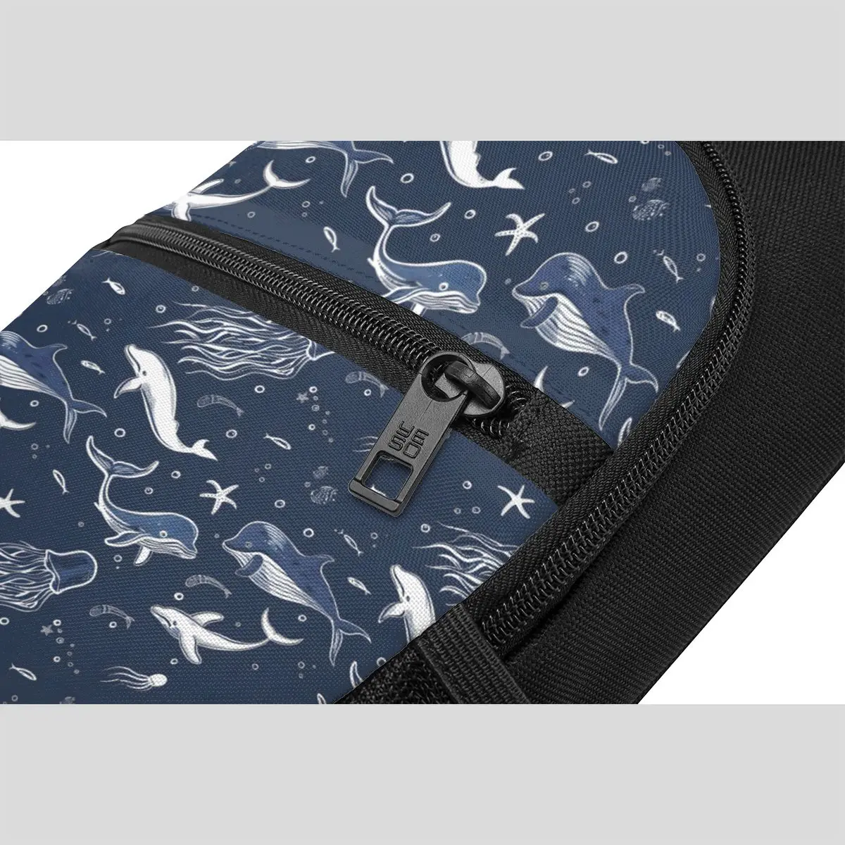 Sea Animals White Lines Dark Blue Background Chest Bag Men Sling Crossbody Backpack Chest Bag Hiking Daypack Shoulder Bag