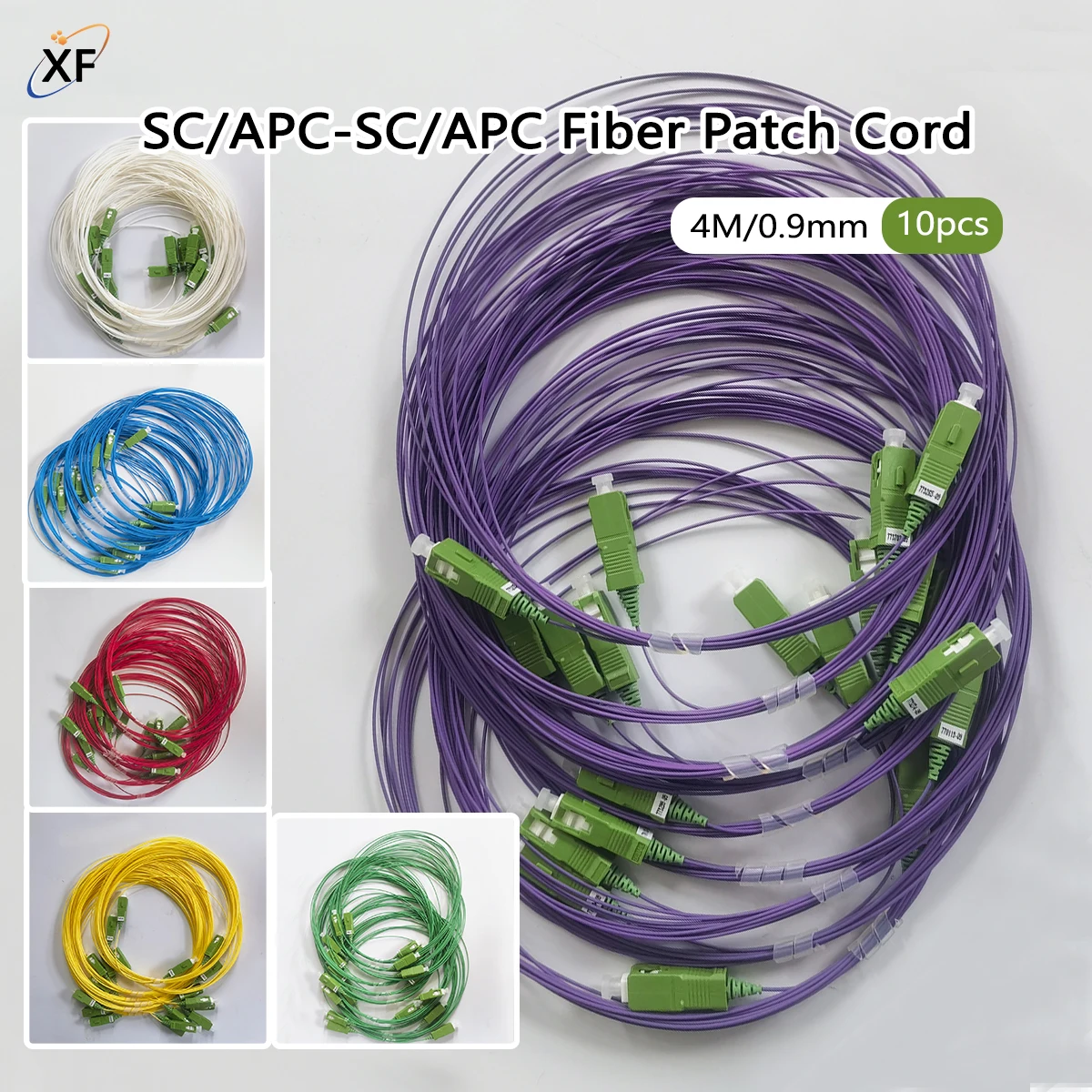 10PCS Fiber Optic Patch Cord SC/APC-SC/APC 4M 0.9mm Extension Cable Simplex Indoor FTTHConvert Patch Cord Bend Insensitive