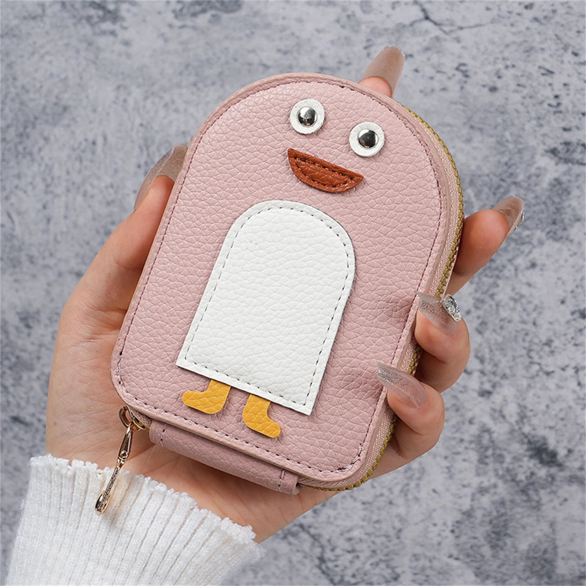 Creative MengMeng Penguin degaussing card package women's zipper multi-card bank card holder driver's license compact card holde