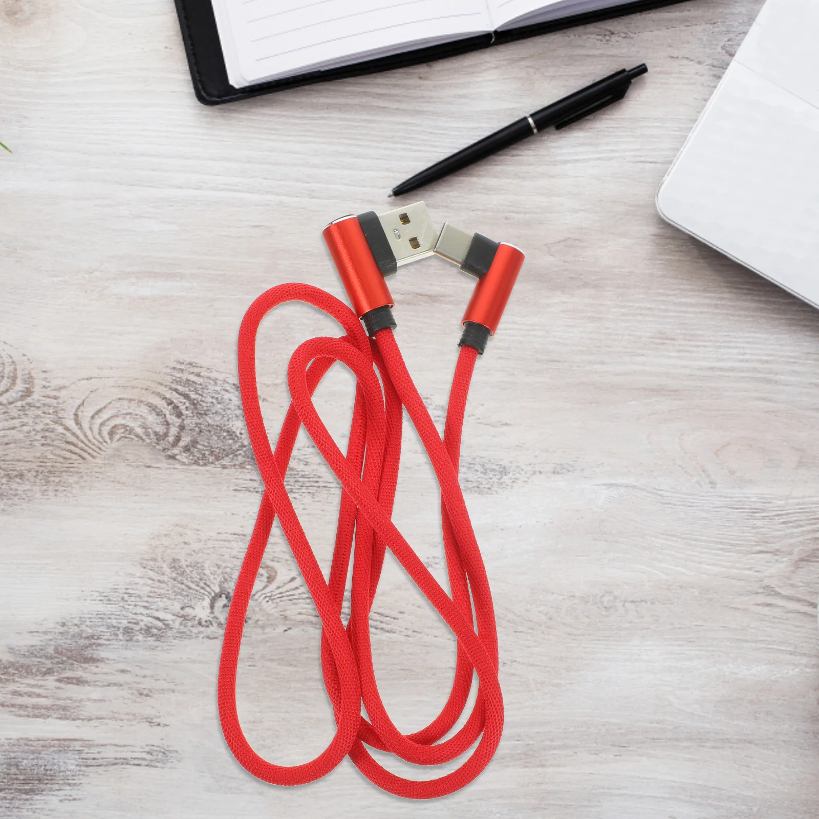 كابل شحن من النوع C 90 درجة على شكل حرف L USB C سلك شحن سريع مزامنة متينة من النايلون خالية من التشابك هاتف لوحي للسفر للهاتف