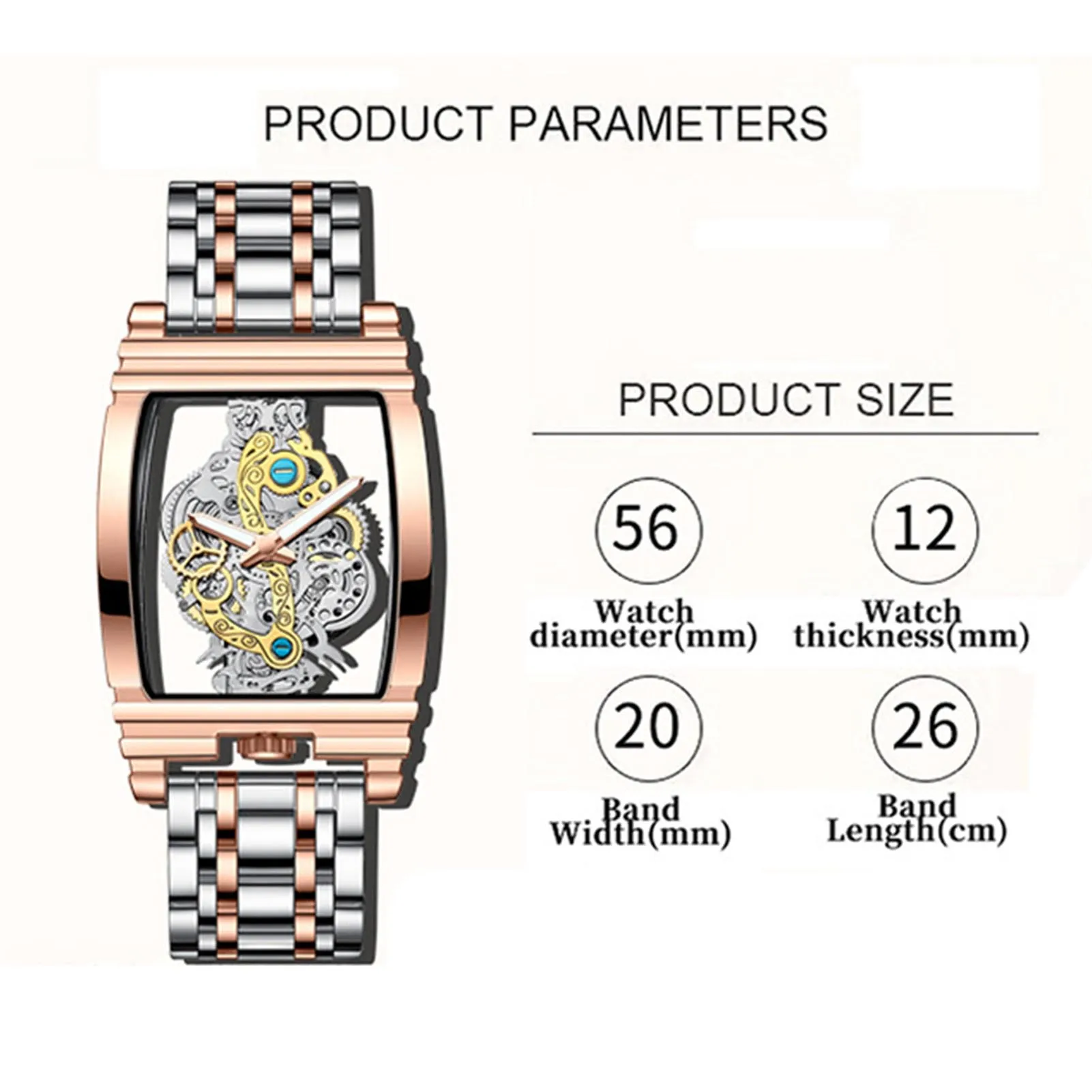 Men\'s Metal Business Watch Double Sides Transparent Metal Dial Watch for Valentine\'s Day Christmas Birthday H9