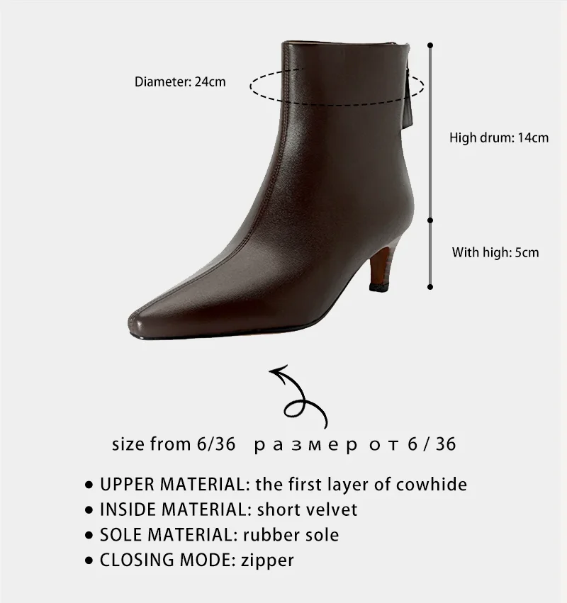 Ods Autumn Women Boots Genuine Leather Shoes for Women Pointed Toe Kitten Heel Ankle Boots Elegant Winter Thin Heel Women Shoes image 2
