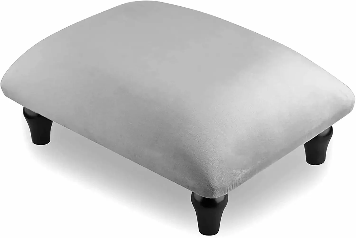 مقعد قدم صغير عثماني مع أرجل خشبية ثابتة، مسند قدم منجد، مقعد مبطن لراحة القدم