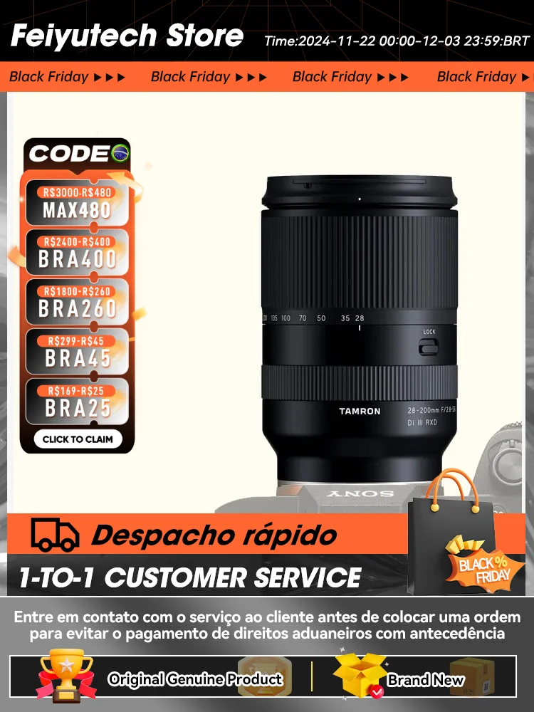 Tamron 28-200mm F2.8-5.6 DI III RXD Full Frame Telephoto Large Aperture Mirrorless Camera Lens For Sony A6600 A7 A7R III IV