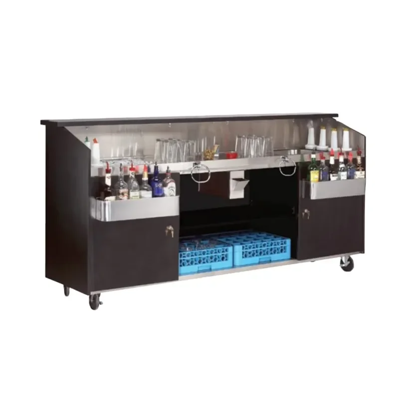 for Custom Mobile Bartender Station Portable Outdoor Cocktail Bar Ice Bin with Drainage Board Professional Cocktail Serving