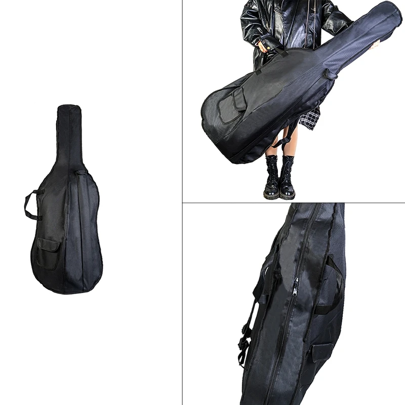 Cello Bag Backpack Gig Bag Soft Carry Bag With Shoulder Strap Side Handle Cello Accessories Bow Pockets Black