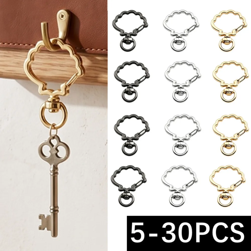 5-30Pcs/lot Shell Shape Candy Colors Lovely Fashion Chain Key Lobster Keychain Design Key Ring Hook Retaining Ring Diy Key Rings