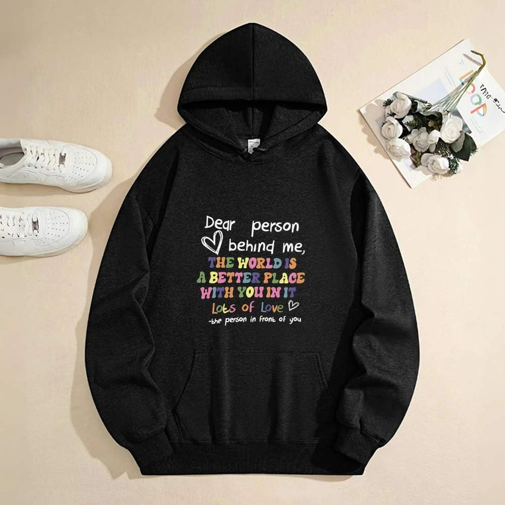 Kind Message Hoodie Inspirerend Kind Message Print Casual losse lange mouwen Herfst Opbeheffende positieve comfortabele warme top