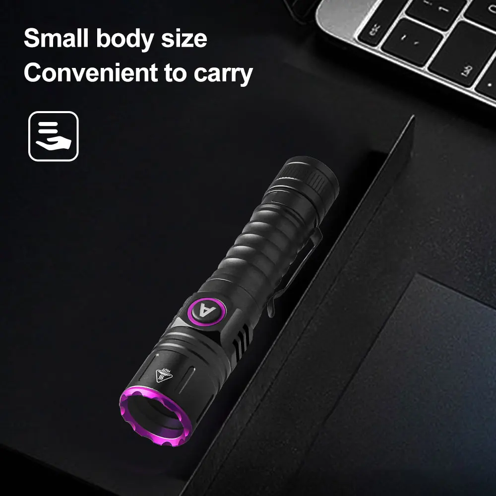 مصباح يدوي VASTFIRE 3*365NM بالأشعة فوق البنفسجية من النوع C قابل لإعادة الشحن مقاوم للماء لصيد العقارب والتخييم وبول الحيوانات الأليفة والمشي لمسافات طويلة وعلاج الراتنج
