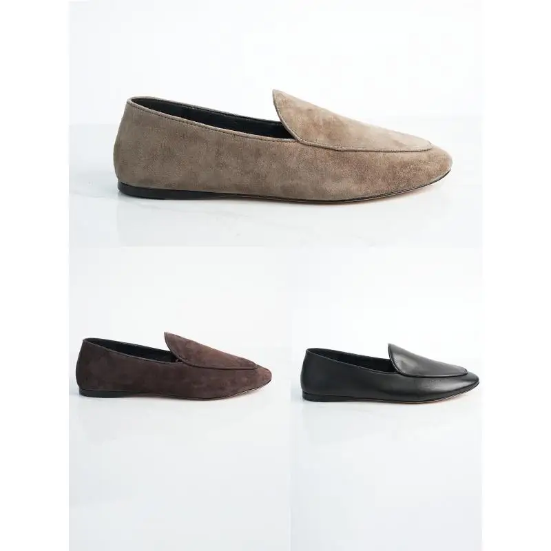 Maxdutti Elegant Minimalist Flat Bottomed Loafers For Woman Wearing Bean Shoes With Slip On Retro Commuting Flats Shoes Woman