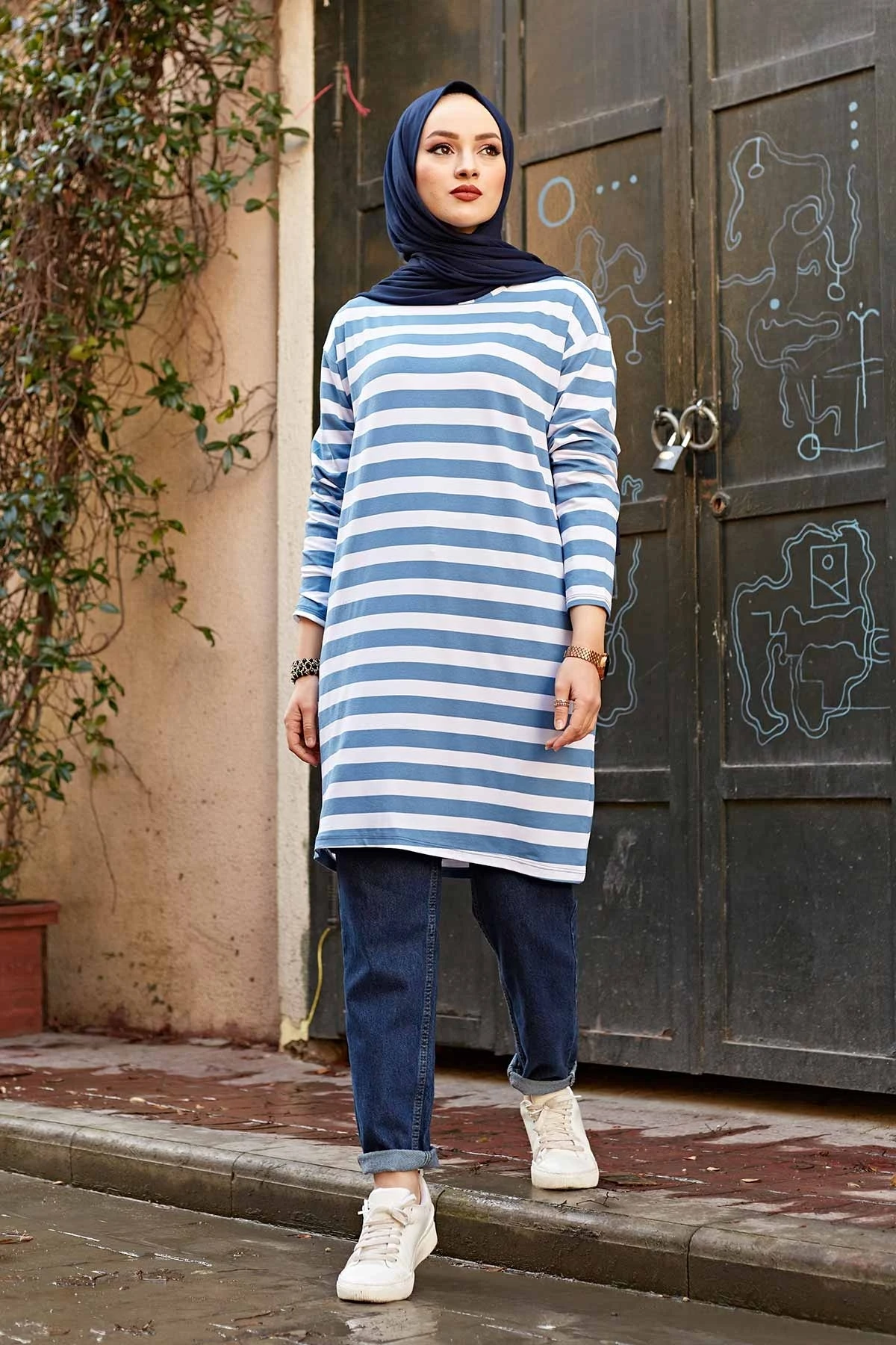 

Thick Stripe Basic Sweat NY Indigo