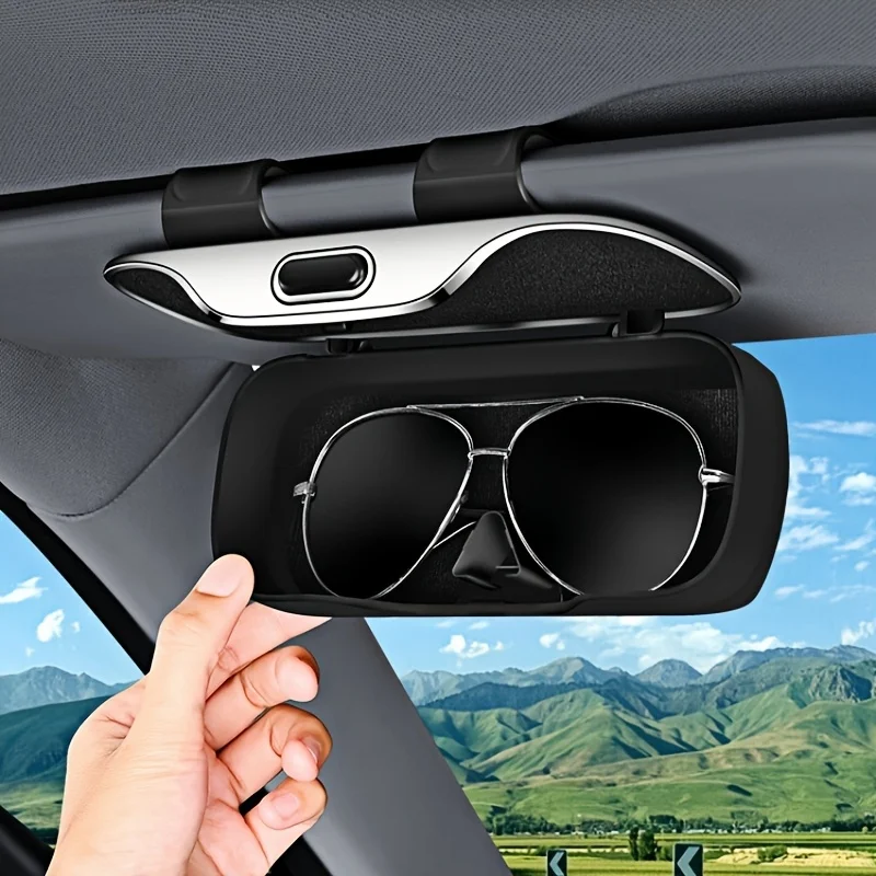 

Portable Car Glasses Holder with Button Switch - Durable ABS Resin, Universal Dashboard Mount for All Glasses,